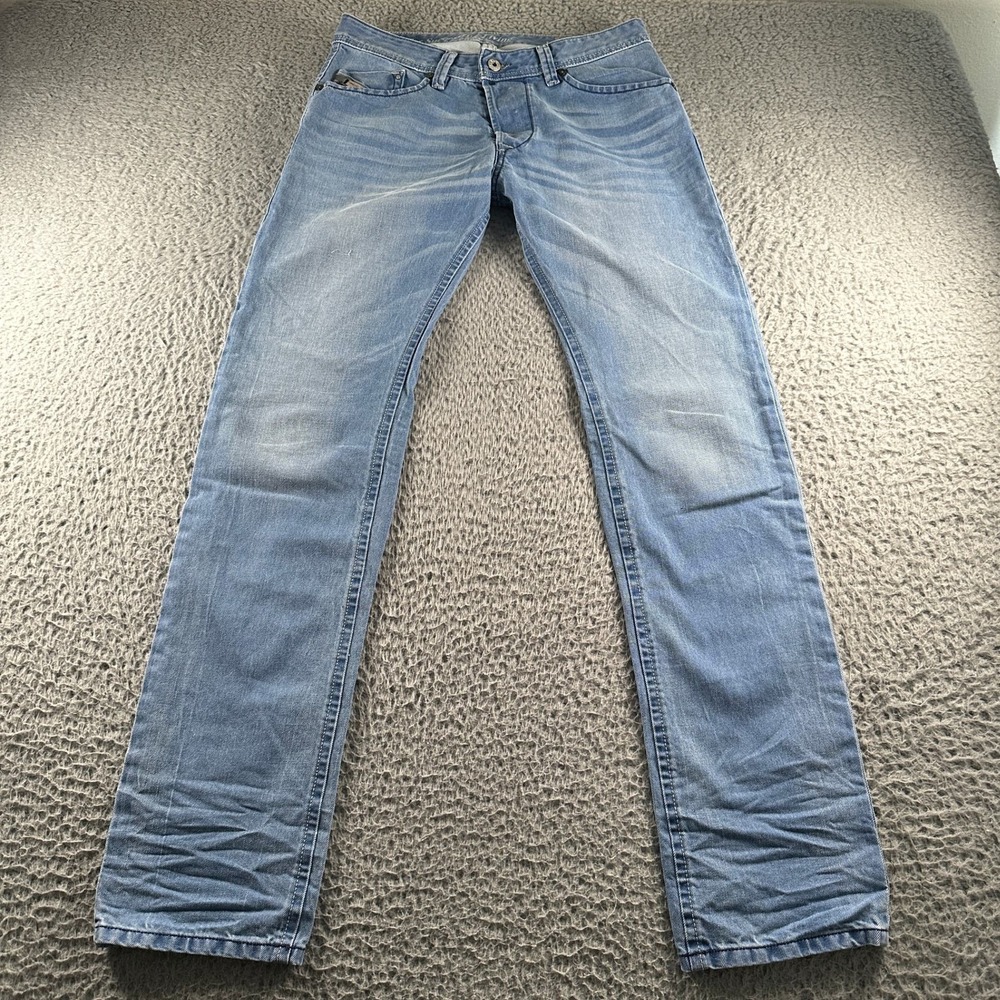 Diesel Jeans Mens W29 L32 Darron Regular Slim Tapered Light Wash Whiskers